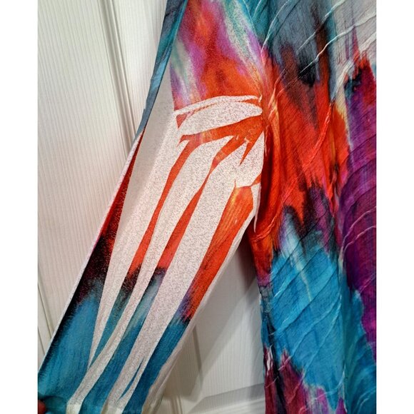 Jess & Jane Women's M Multicolor Long Sleeve Hi-Lo Hem Round Neck - Picture 4 of 8